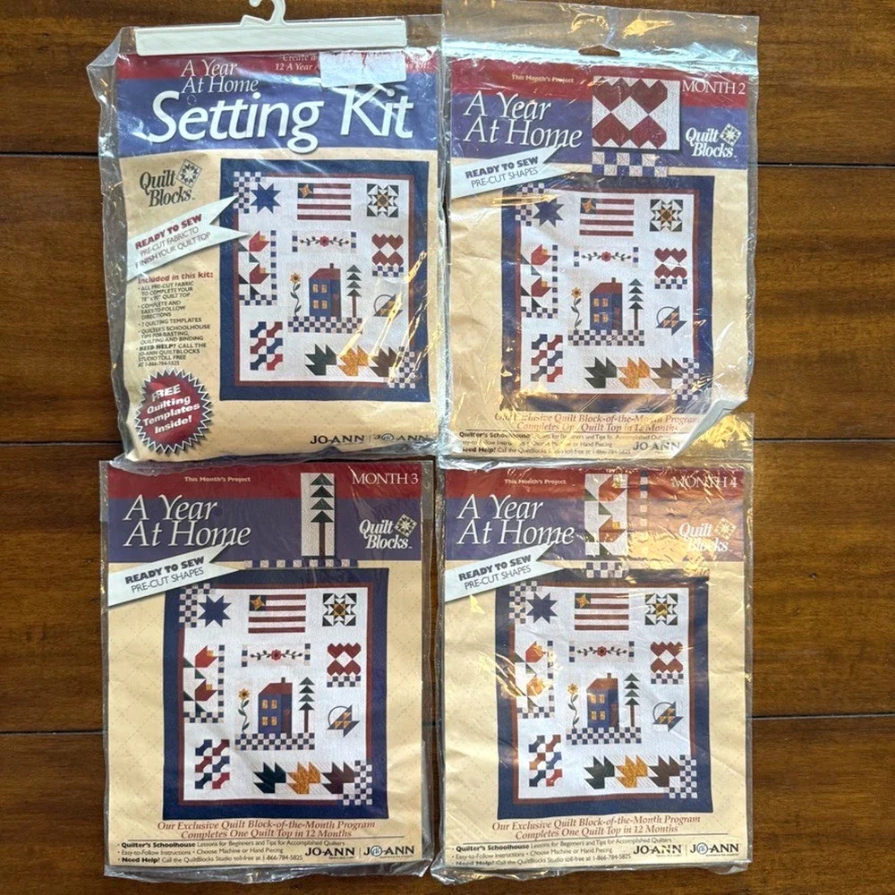 Joann Fabrics Quilt Kit A Year at Home Patterns + Fabric Block of the Month NOS
